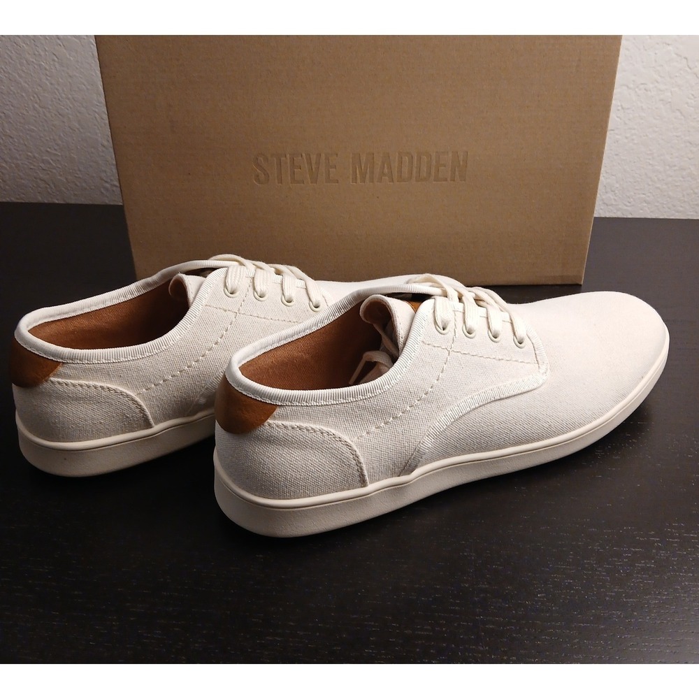 Steve Madden Mens Fenta Cream Fabric Lace Up Low Top Sneakers Shoes Size 7.5 NEW